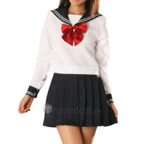 White And Deep Blue School Uniform Cosplay Costume