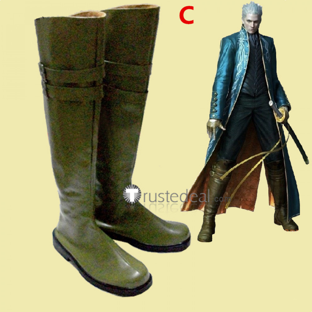 Devil May Cry 3 Vergil Brown Shoes Cosplay Boots