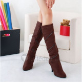 Top quality leather upper PU sole high heel with rhinestone knee boots(JY828)