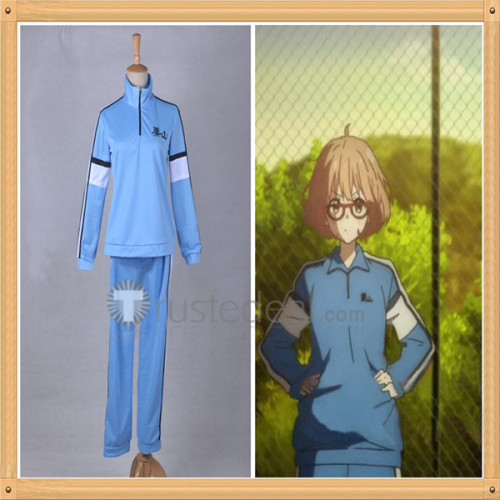 Kyoukai no Kanata Mirai Kuriyama Blue Sportswear Jersey Cosplay Costume