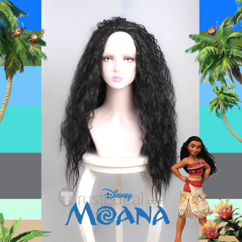 Moana Disney Movie 2016 Moana Brown and Black Curl Cosplay Wig Two Colors