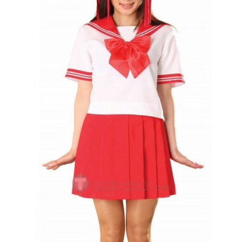 Red Short Sleeves Sailor School Uniform Cosplay Costume