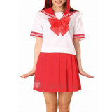 Red Short Sleeves Sailor School Uniform Cosplay Costume
