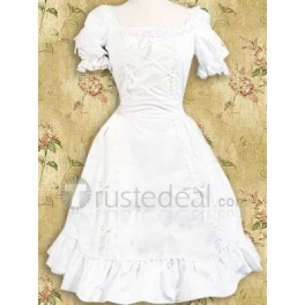 Cotton White Short Sleeves Lolita Dress(CX497)