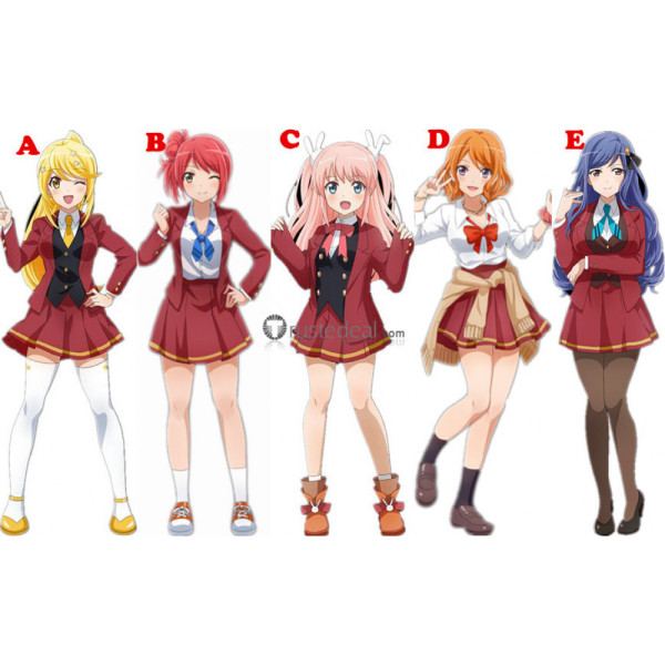 Shoujo Kageki Revue Starlight Re Live Aruru Lalafin Misora Shizuha Tsukasa Red School Uniform Cosplay Costumes