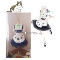 Touhou Sakuya Izayoi Lolita Maid White Blue Dress Cosplay Costume