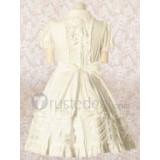 Cotton White Short Sleeves Bow Cotton Lolita Dress(CX172)