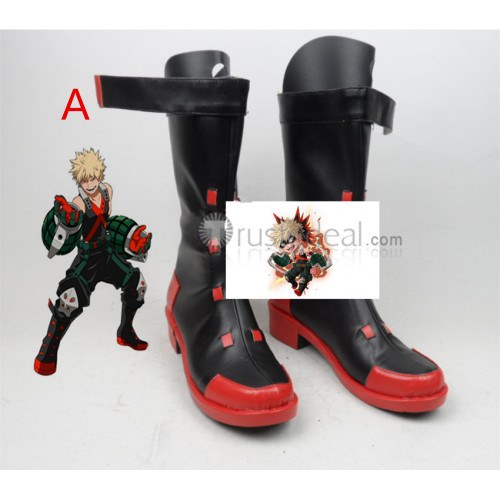 Boku no Hero Academia Katsuki Bakugo Black Red Cosplay Shoes Boots