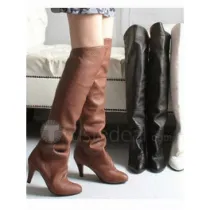 Top quality PU meduim heel knee boots(D1054)