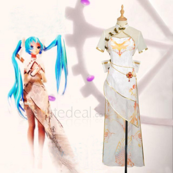 Vocaloid TDA Miku Hatsune White Cheongsam Cosplay Costume
