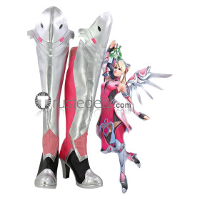 Overwatch Angela Ziegler Pink Mercy Skin Cosplay Boots Shoes
