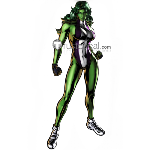Marvel Comics She-Hulk Jennifer Walters Purple White Bodysuit Cosplay Costume
