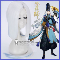 Onmyoji Abe no Seimei QingMing White Light Blue Cosplay Wig