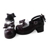 Purple White Bow Lolita Shoes