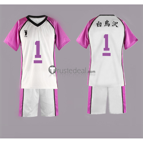 Haikyuu Shiratorizawa Academy Volleyball Uniform Wakatoshi Ushijima Satori Tendo Purple White Cosplay Costumes