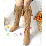 Top quality artifical suede upperpanter print corduroy inside with non-slipping sole knee boots(1042)