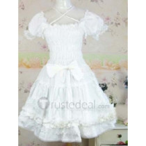 Cotton White Short Sleeves Ruffles Lolita Dress