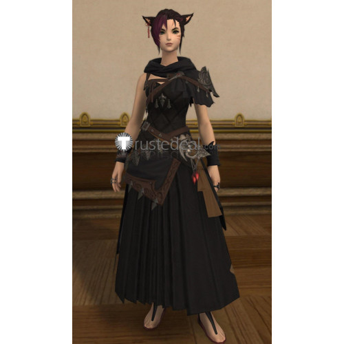 Final Fantasy XIV 14 Female Miqote Purple Black Cosplay Braids Ponytail Wig Ears