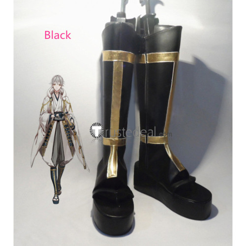 Touken Ranbu Tsurumaru Kuninaga Black And Dark Green Cosplay Boots Shoes