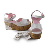 Girls White High Platform Lolita Sandals