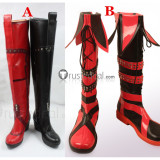 Batman Harley Quinn Cosplay Shoes Red and Black Boots Shoes