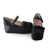 Black Sweet Lolita Square Heels Shoes with Bows