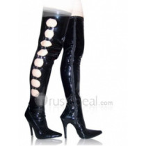 Patent Leather Upper High Heel Thigh-Length Closed-toes Sexy Boots(11850)