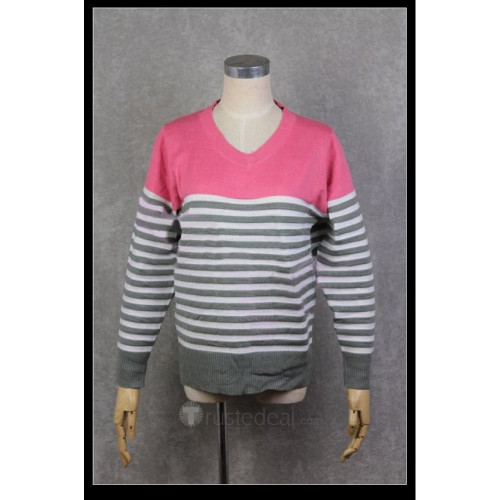 Kurokos Basketball Kuroko Tetsuya Pink-Gray Stripes Sweater Cosplay Costume