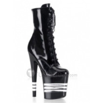 Patent Leather Upper High Heel Closed-toes Platform Sexy Boots(150-24)