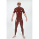 Coffee Short Sleeves Men Latex Catsuits