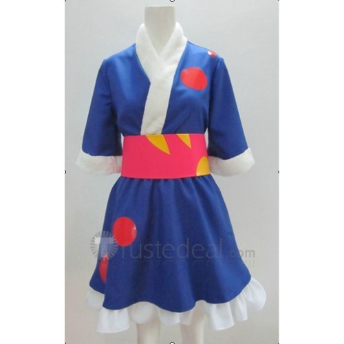 K-On! Azusa Nakano Cute Blue Concert Kimono Cosplay Costume