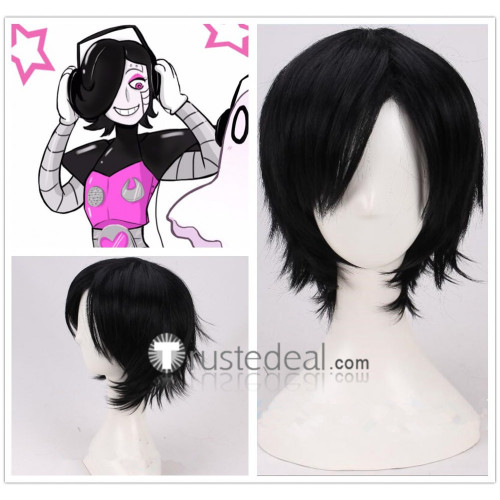 Undertale Mettaton Temmie Black Grey Silver Cosplay Wig