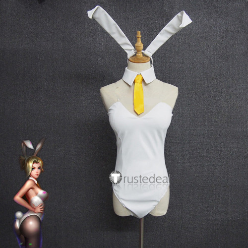 Overwatch Mercy Bunny White Suit Cosplay Costume