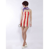 Special White and Red Strips Latex Dress