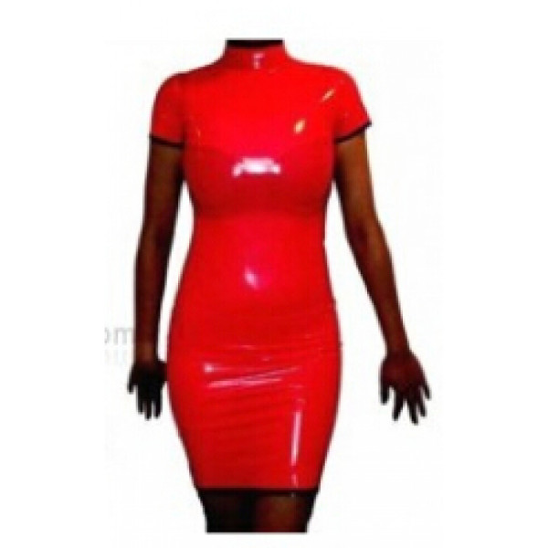 Red Latex Skin-tight Short Dress (RJ-68)