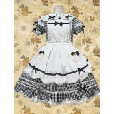 Cotton Shepherd Check Bow Lolita Dress(CX697)