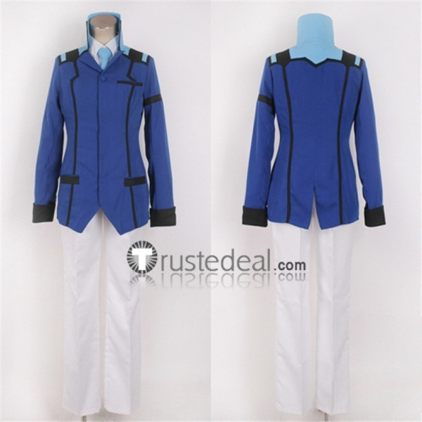 Mobile Suit Gundam 00 Graham Aker Blue White Cosplay Costume