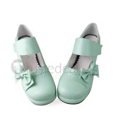 Mint Wide Straps Bow Lolita Footwear