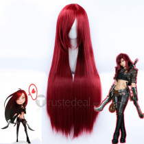 League of Legends Katarina Du Couteau Wine Red Cosplay Wig