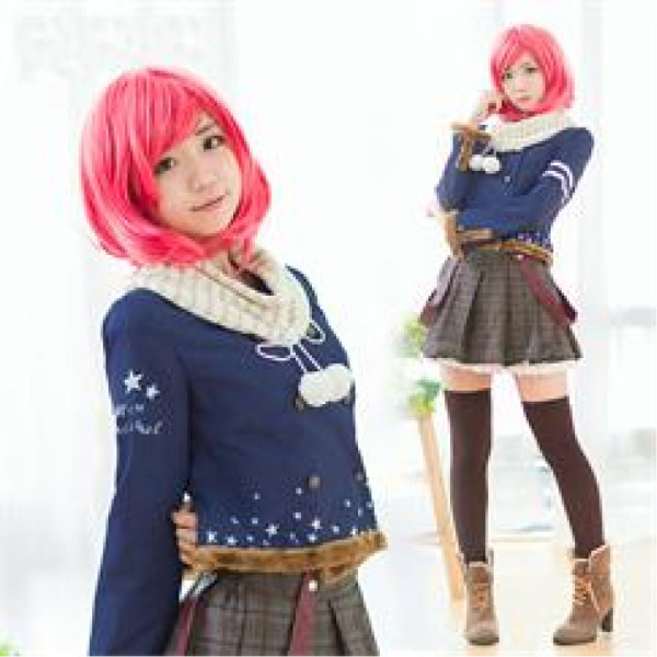 Love Live Nishikino Maki Star Prints Winter Cosplay Costume