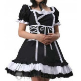 Cotton White Black Short Sleeves Lace Ruffle Lolita Dress(CX421)