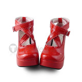 Square Hee Red Sweet Lolita Shoes
