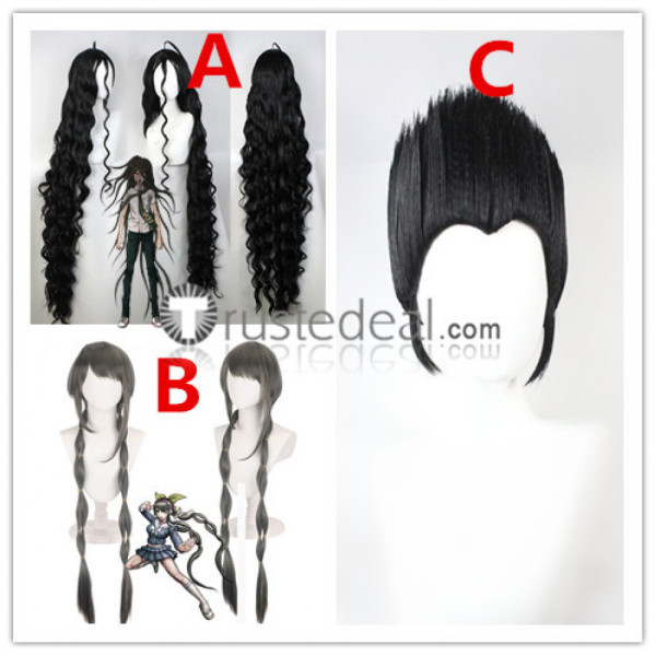 Danranronpa Nidai Nekomaru Izuru Kamukura Tenko Chabashira Grey Black Cosplay Wigs