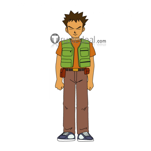 Pokemon Trainer Brock Green Vest Cosplay Costume1