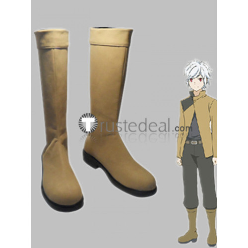 DanMachi Familia Myth Anime Movie Bell Cranel Brown Red Cosplay Shoes Boots