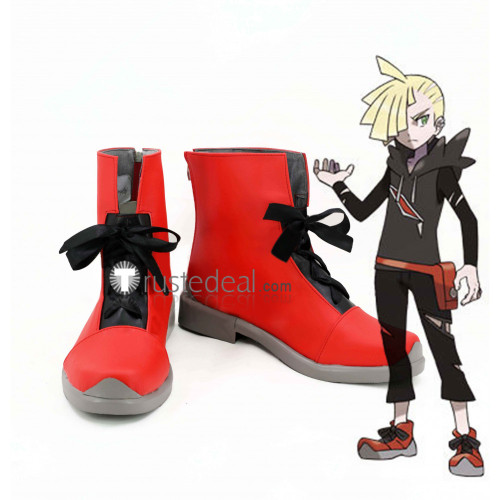 Pokemon Sun and Moon Team Skull Gladion Red Cosplay Shoes Boots