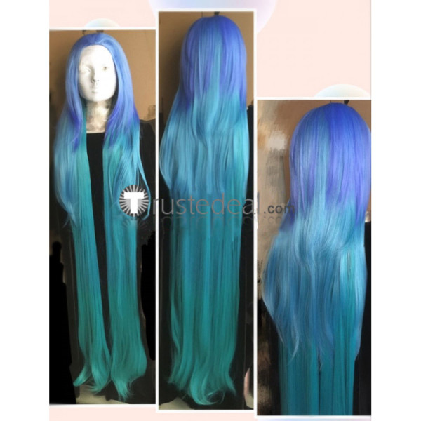 League of Legends LOL Pool Party Zoe Long Blue Gradient Cosplay Wig 150cm