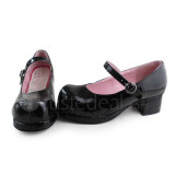 Shiny black Girls Single Belt Princess Shoes