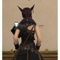 Final Fantasy XIV 14 Female Miqote Purple Black Cosplay Braids Ponytail Wig Ears