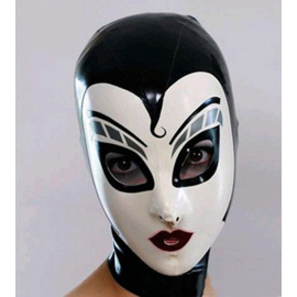 Cool Black and White Open Eyes Latex Hood